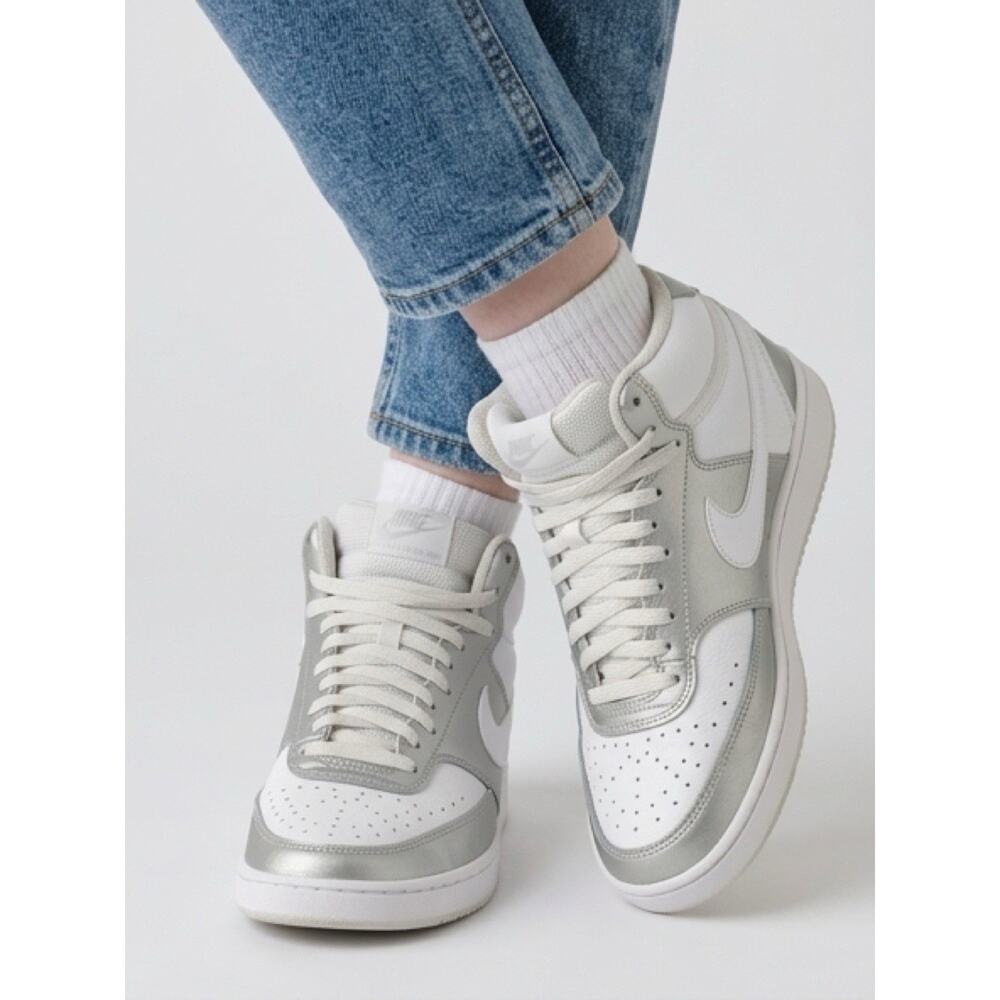 NIKE Womens Court Vision Mid White Fashion Athletic White 8.5